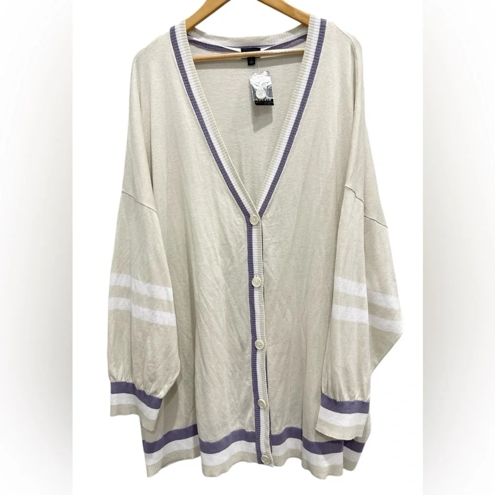 NWT Torrid Drop Shoulder Cardigan Silver Birch V-Neck Sweater Button Front Sz 5X - Picture 5 of 12
